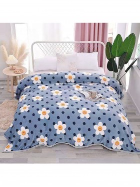 Daisy Print Embroidered Microfiber Soft Printed Flannel Blanket (with gift packaging) 